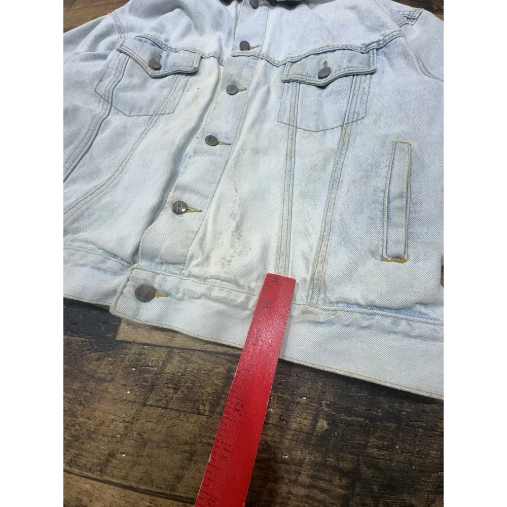 Vintage Men's Women's Structure Acid Wash Denim Jacket Size L 100% Cotton Tassel
